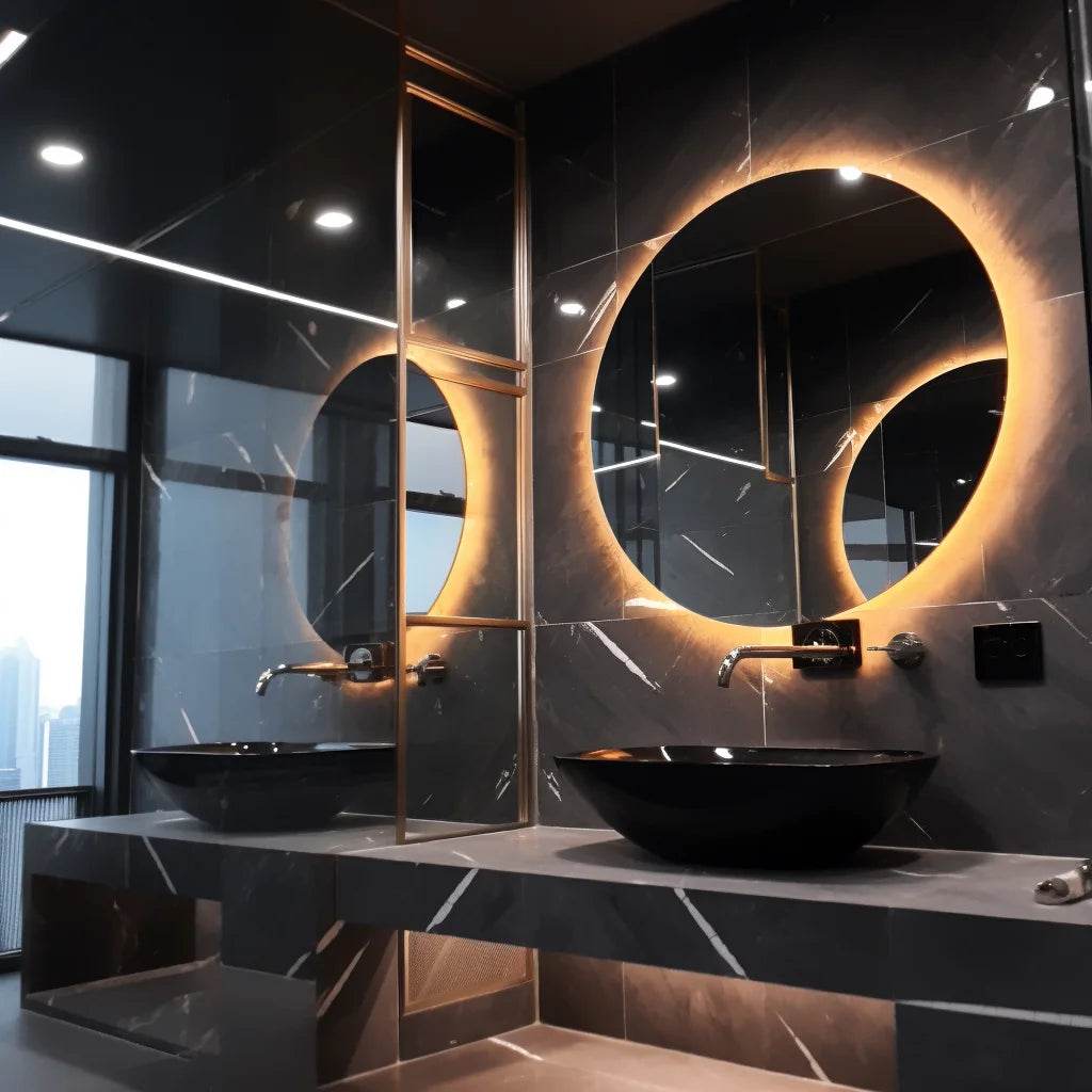 Hotel Oval Led Standing Circle Diamond Crystal Led Make up Mirror Anti-Fog Bathroom Mirror With Led Light - My Store
