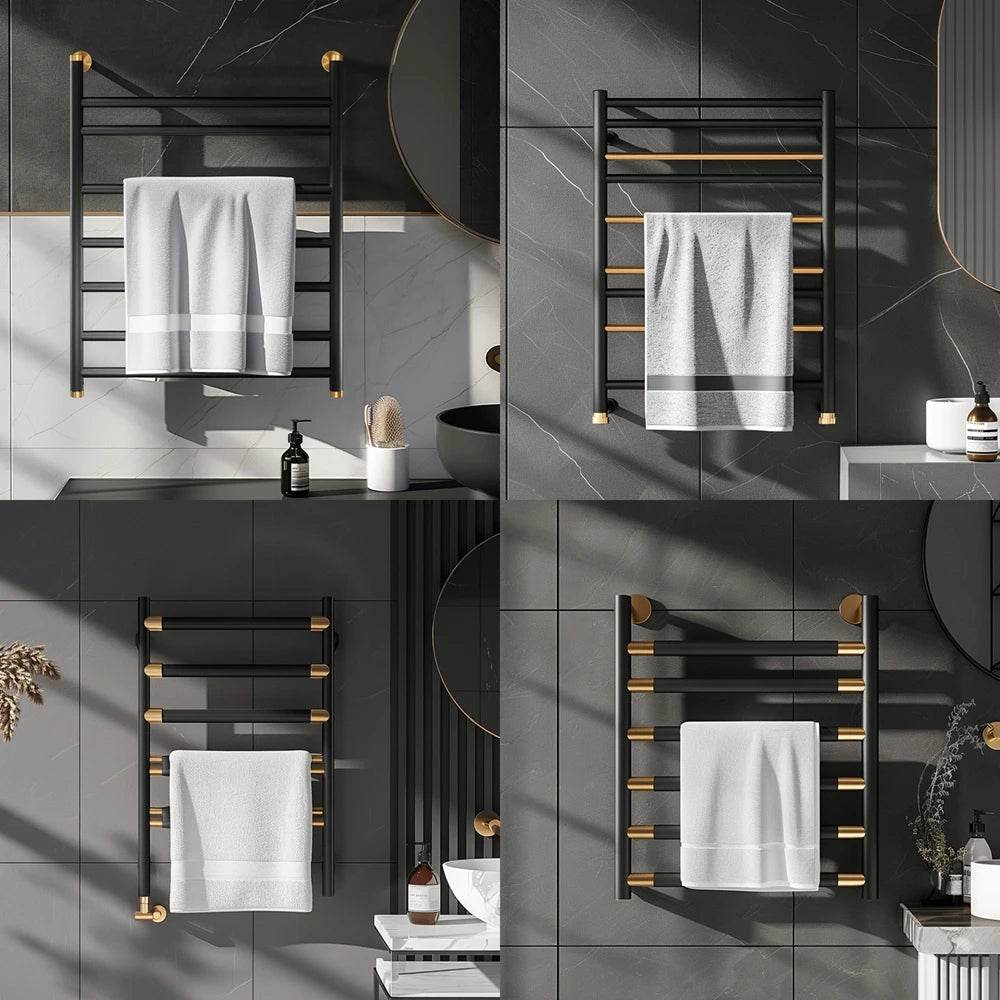 Custom Waterproof Large Hot Machine Salon Shelf Heater Smart Electric Radiator Bathroom Stainless Steel Black Towel Rack Warmer - My Store