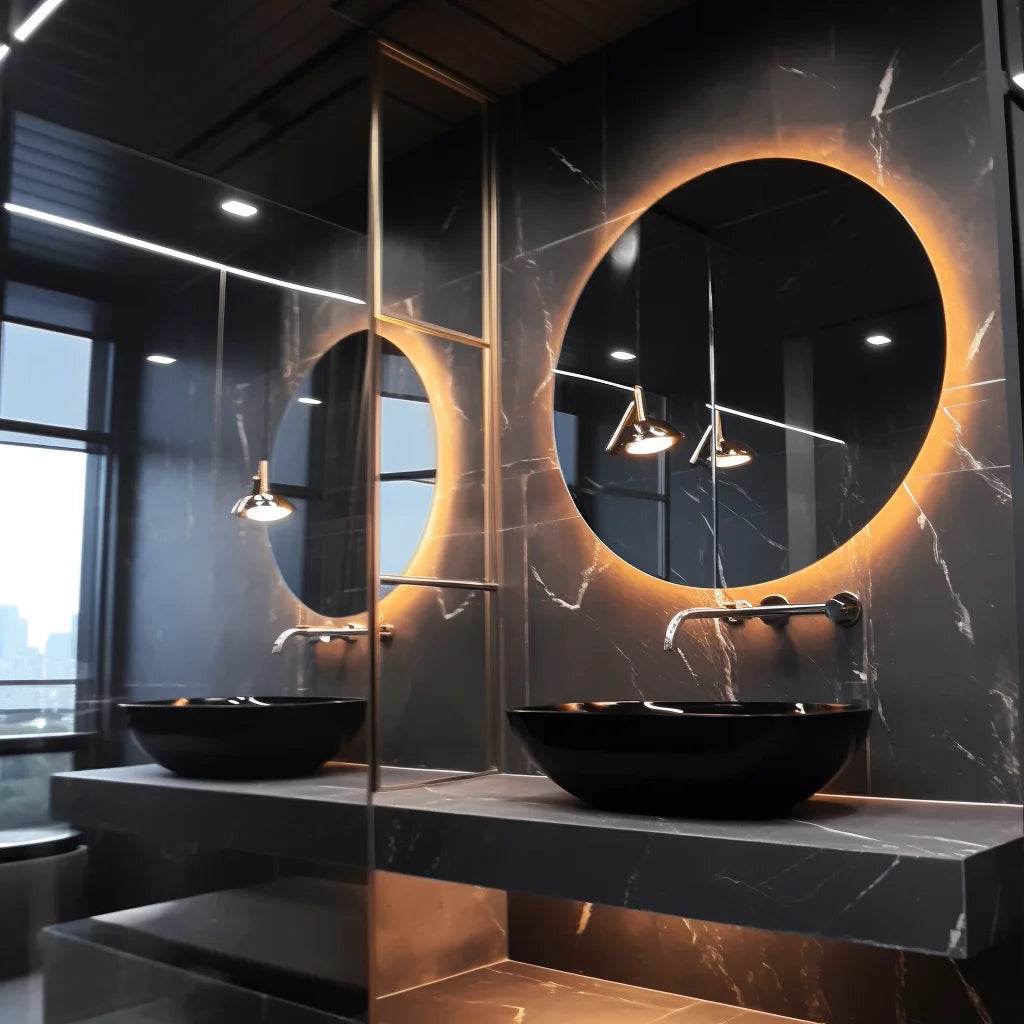 Hotel Oval Led Standing Circle Diamond Crystal Led Make up Mirror Anti-Fog Bathroom Mirror With Led Light - My Store