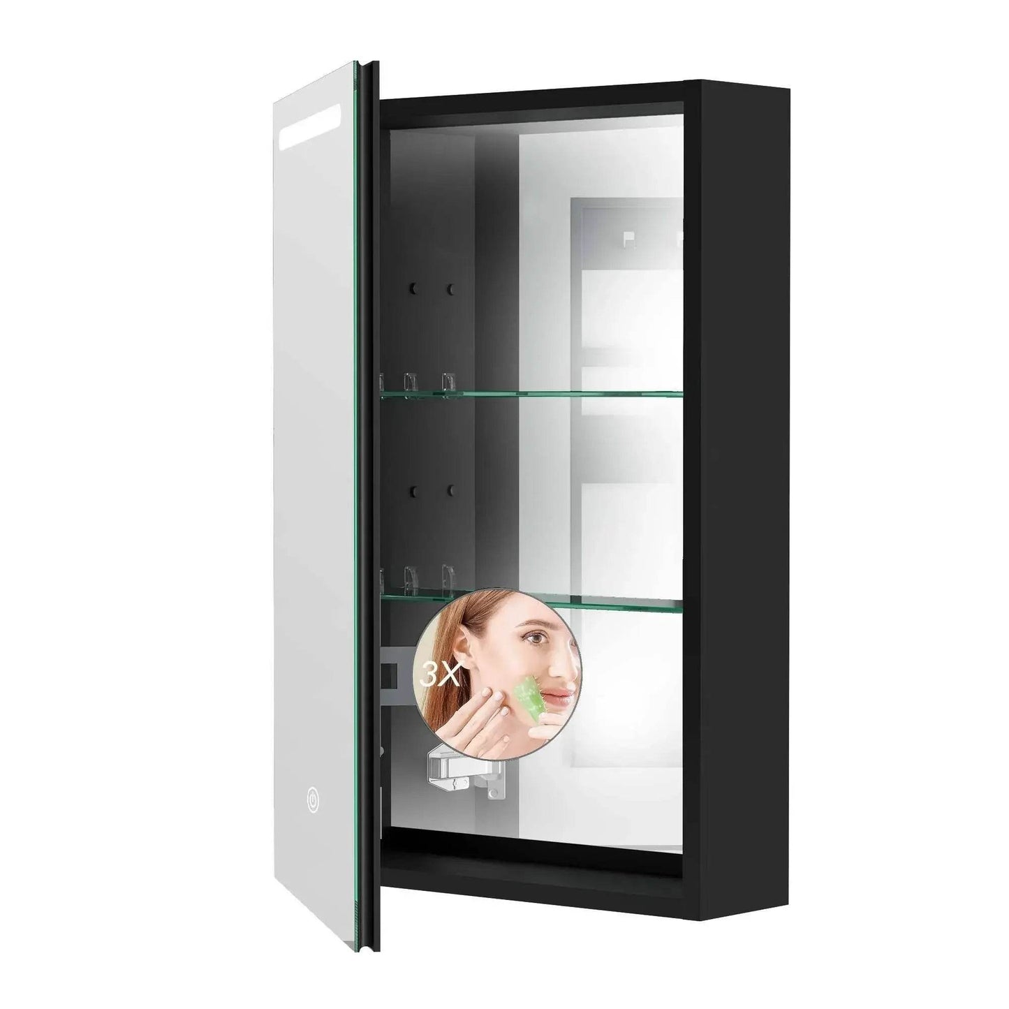 Modern Wall Mounted Stainless Steel Salon Vanity Wash Basin Bathroom Storage Jewelry Cabinets Set With Led Mirror - My Store