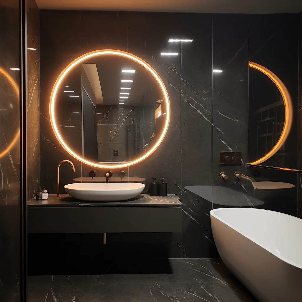 Hotel Oval Led Standing Circle Diamond Crystal Led Make up Mirror Anti-Fog Bathroom Mirror With Led Light - My Store