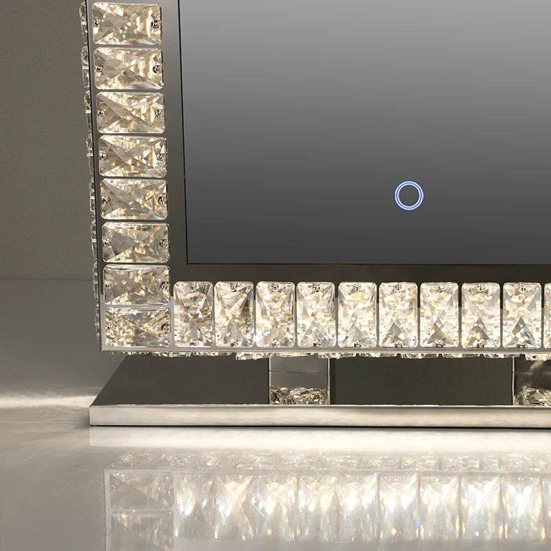 Crystal-Framed-Mirror Led Diamond Salon Crystal Mirror Light for Apartment Hotel Project - My Store