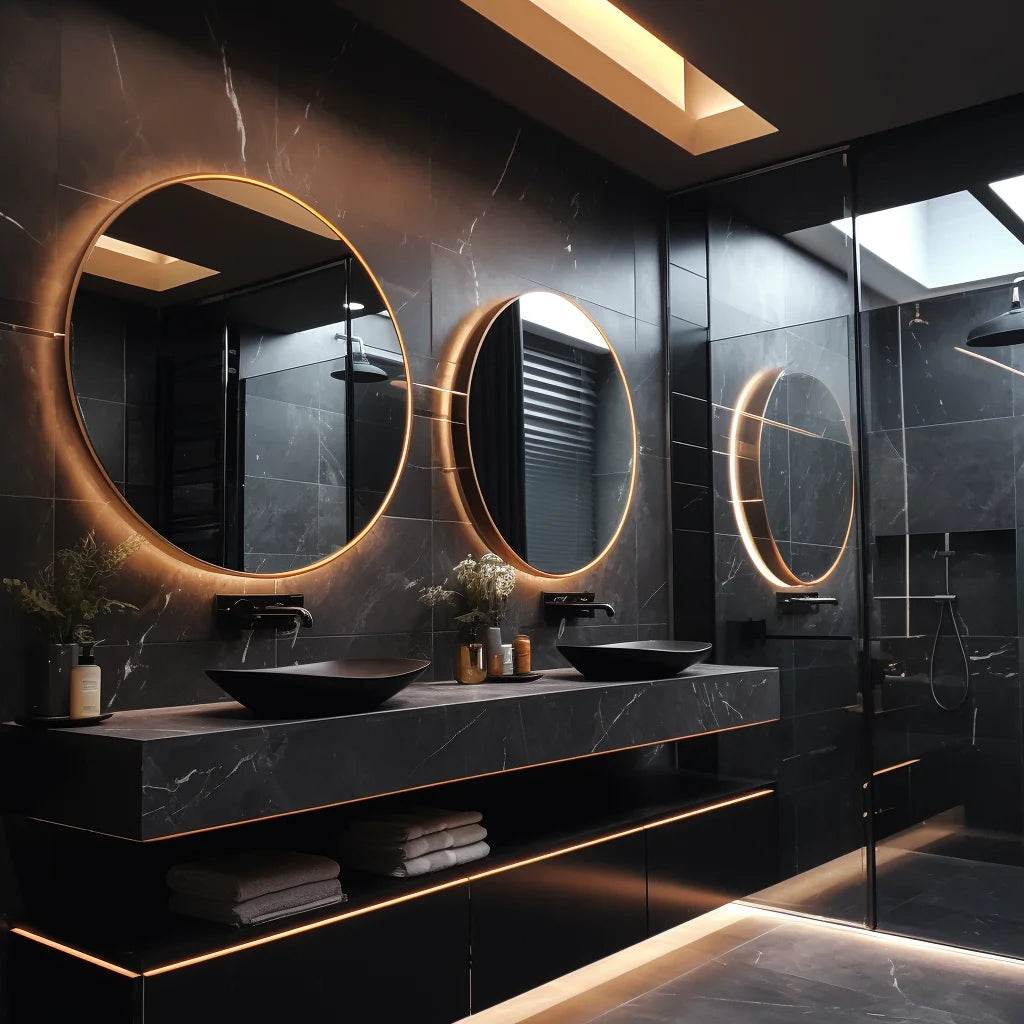 Hotel Oval Led Standing Circle Diamond Crystal Led Make up Mirror Anti-Fog Bathroom Mirror With Led Light - My Store