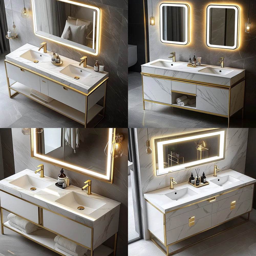 Custom Quality Luxury European Style Bathroom Vanity for Makeup Mirror Metal Frame Bathroom Vanity Mirror - My Store
