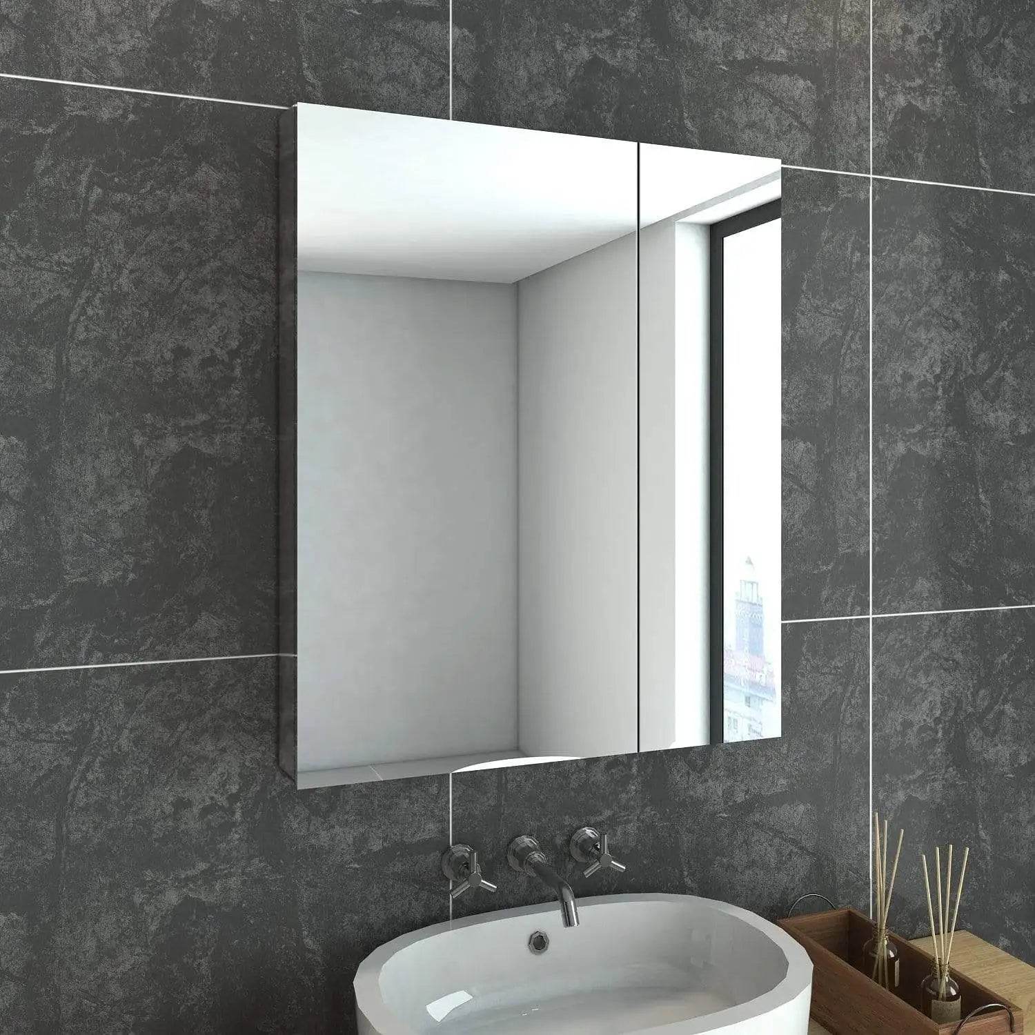 Sliding Door Stainless Steel Medicine Mirrored Corner Bathroom Cabinet Mirror With Storage Cabinet - My Store