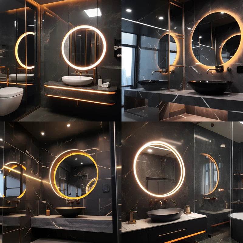 Hotel Oval Led Standing Circle Diamond Crystal Led Make up Mirror Anti-Fog Bathroom Mirror With Led Light - My Store