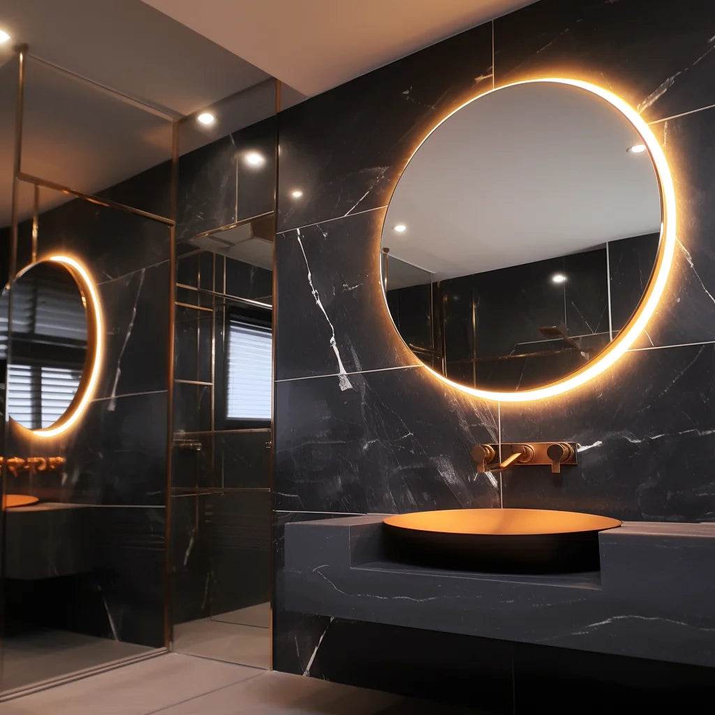 Hotel Oval Led Standing Circle Diamond Crystal Led Make up Mirror Anti-Fog Bathroom Mirror With Led Light - My Store