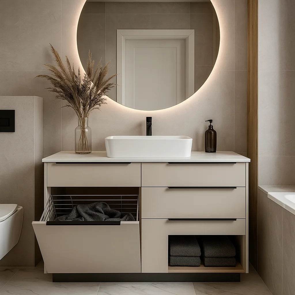Luxury Stainless Steel Sink Wall Mounted Mirrored Cabinet Single Sink Bathroom Vanity Cabinet Set With Counter Top - My Store