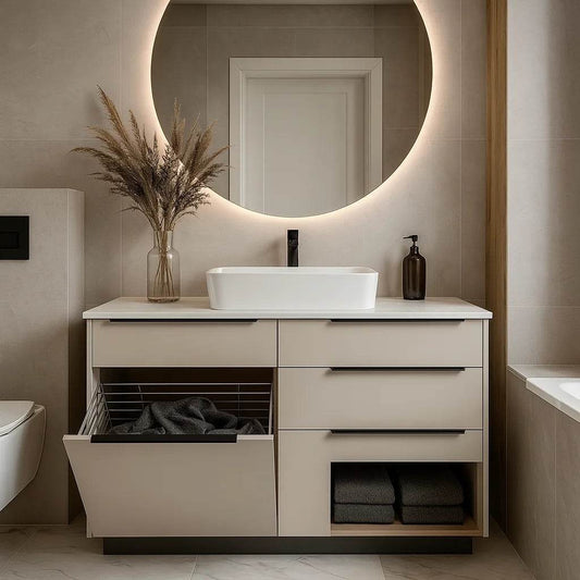 Luxury Stainless Steel Sink Wall Mounted Mirrored Cabinet Single Sink Bathroom Vanity Cabinet Set With Counter Top - My Store
